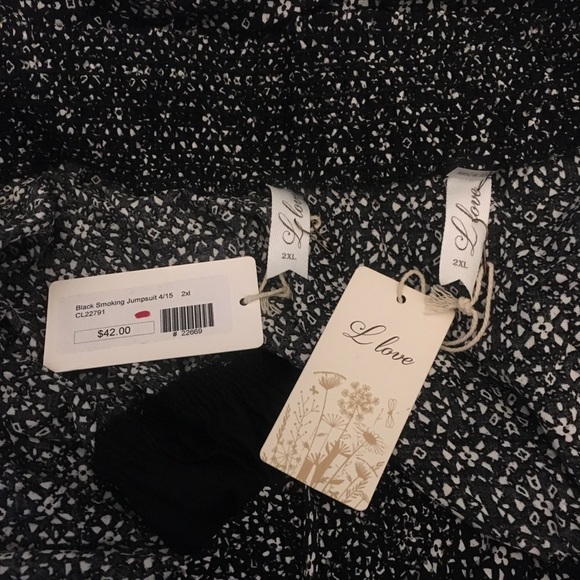 NWT L Love Black Smocked Romper/Jumper sz 2XL - Picture 3 of 5